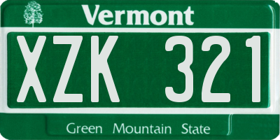 VT license plate XZK321