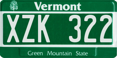VT license plate XZK322