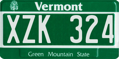 VT license plate XZK324