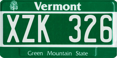 VT license plate XZK326