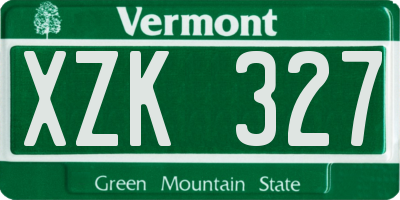 VT license plate XZK327