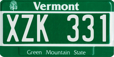 VT license plate XZK331