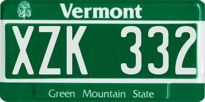 VT license plate XZK332