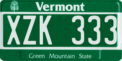 VT license plate XZK333