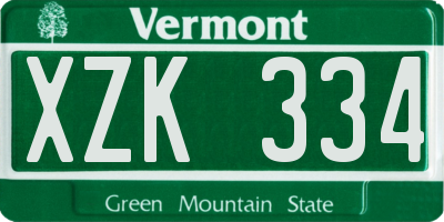 VT license plate XZK334