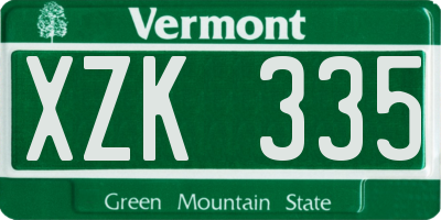 VT license plate XZK335