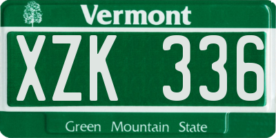 VT license plate XZK336