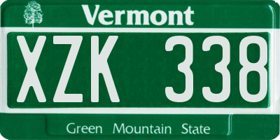 VT license plate XZK338