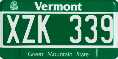 VT license plate XZK339