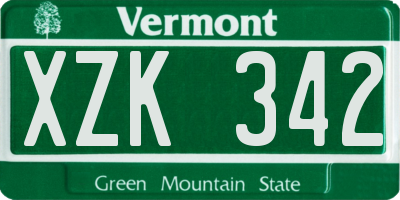 VT license plate XZK342