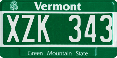 VT license plate XZK343