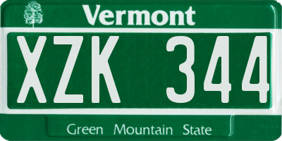 VT license plate XZK344