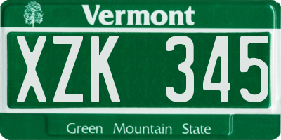 VT license plate XZK345