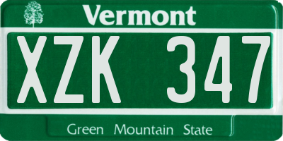 VT license plate XZK347