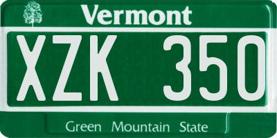 VT license plate XZK350