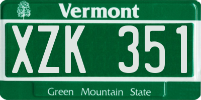 VT license plate XZK351