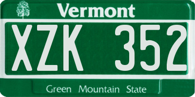 VT license plate XZK352