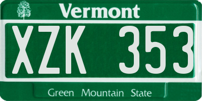 VT license plate XZK353