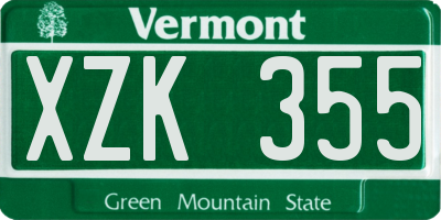 VT license plate XZK355