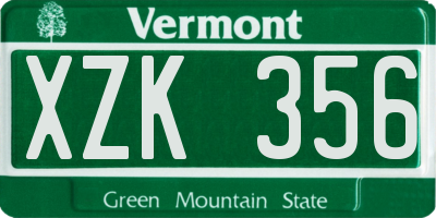 VT license plate XZK356