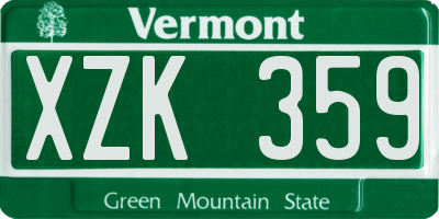 VT license plate XZK359