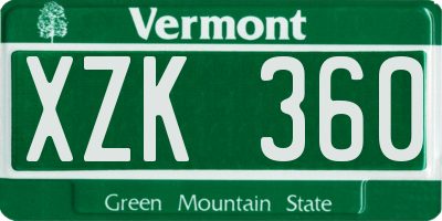 VT license plate XZK360