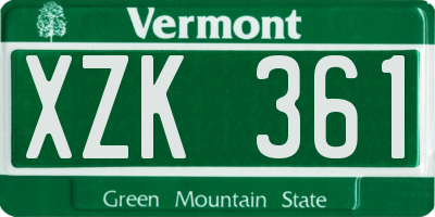 VT license plate XZK361