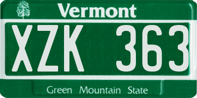 VT license plate XZK363