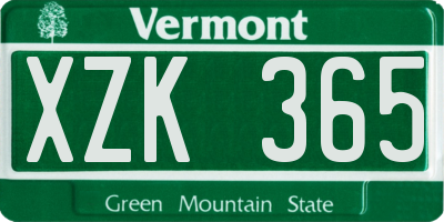 VT license plate XZK365
