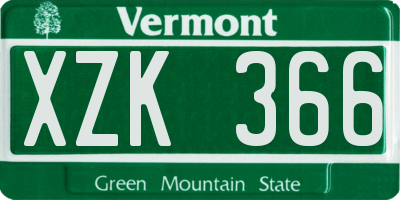 VT license plate XZK366