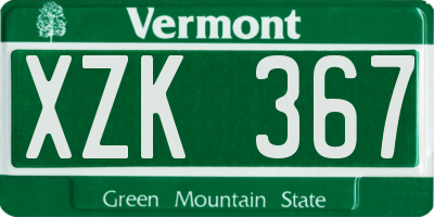 VT license plate XZK367