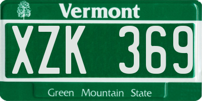 VT license plate XZK369