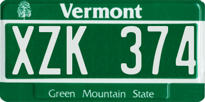 VT license plate XZK374