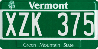 VT license plate XZK375