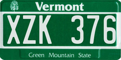 VT license plate XZK376