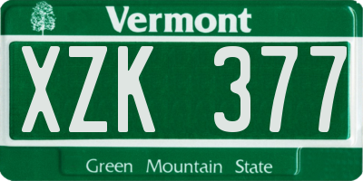 VT license plate XZK377
