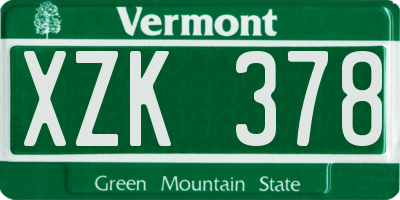 VT license plate XZK378