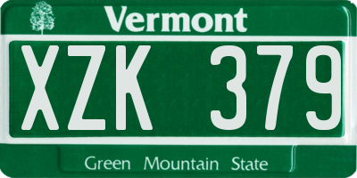 VT license plate XZK379