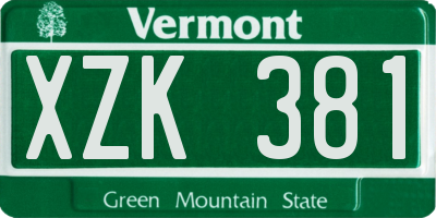 VT license plate XZK381