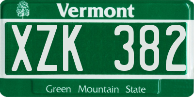 VT license plate XZK382