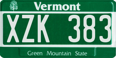 VT license plate XZK383