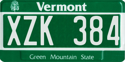 VT license plate XZK384