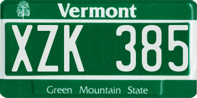VT license plate XZK385