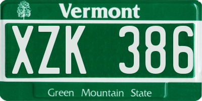 VT license plate XZK386
