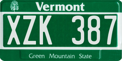 VT license plate XZK387