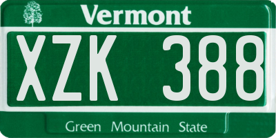 VT license plate XZK388