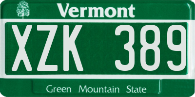 VT license plate XZK389