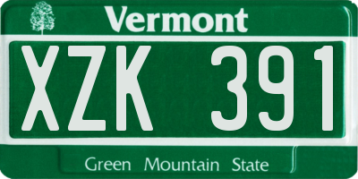 VT license plate XZK391