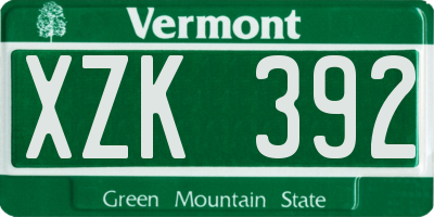 VT license plate XZK392