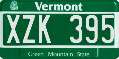 VT license plate XZK395